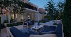 3D tuin ontwerper tegel grote overkapping lamellen lounge dining inrichting afstyling architect vr