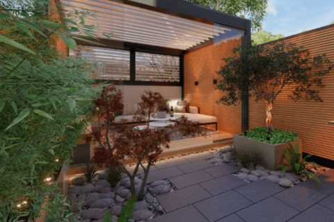 Design veranda met overkaping