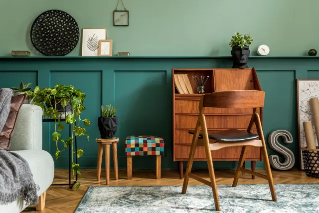 Eclectisch werkplek groen Woonstijlen Villa Arena Amsterdam